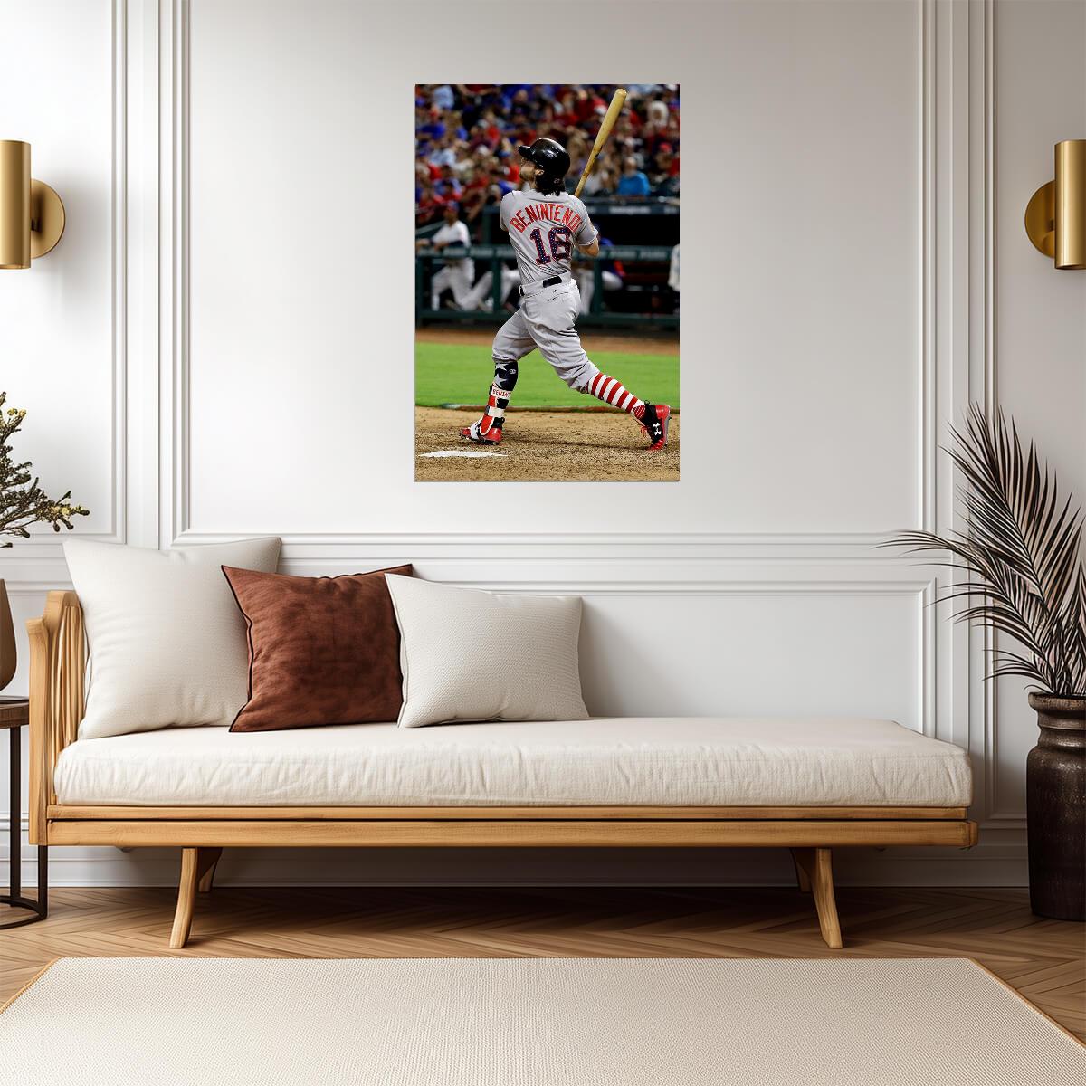 Andrew Benintendi Boston Red Sox | Hitting Action | Baseball Player Poster - Sports Poster