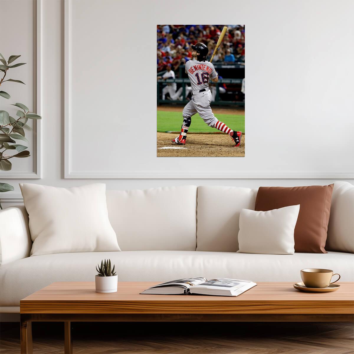 Andrew Benintendi Boston Red Sox | Hitting Action | Baseball Player Poster - Sports Poster