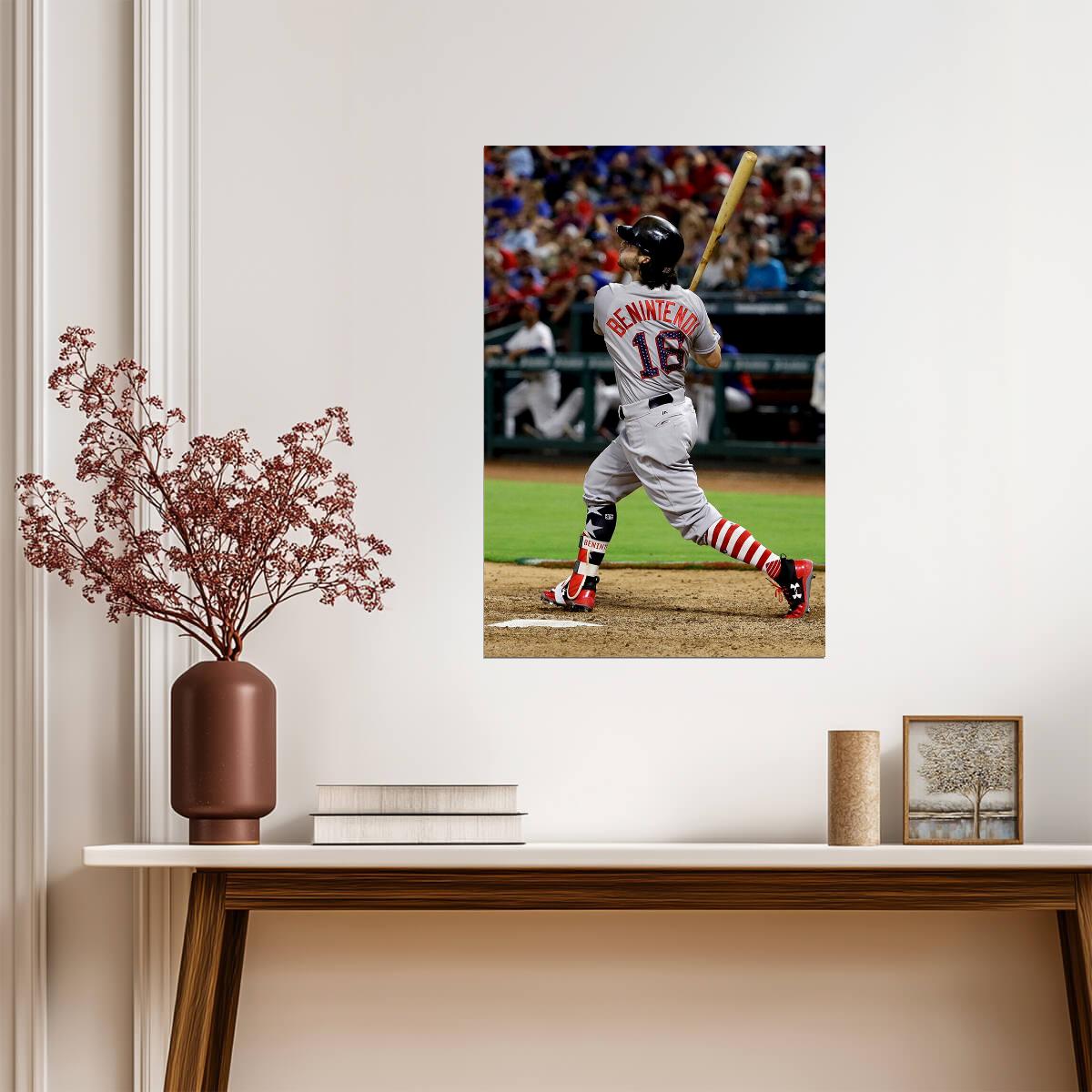 Andrew Benintendi Boston Red Sox | Hitting Action | Baseball Player Poster - Sports Poster