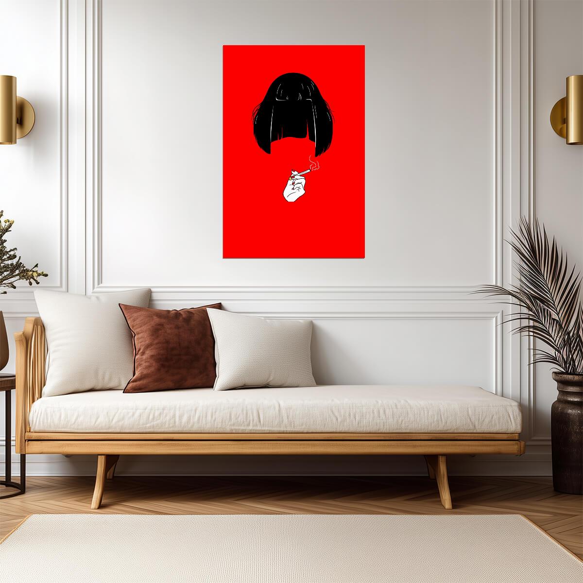 Pulp Fiction | Minimalist Mia Wallace on Red | Movie Poster - Movies & TV Poster