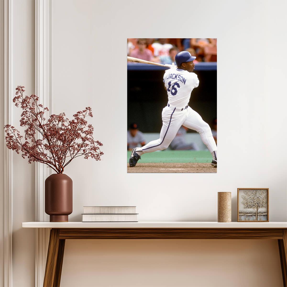 Bo Jackson Kansas City Royals | Hitting Action | Dual-Sport Legend Poster - Sports Poster