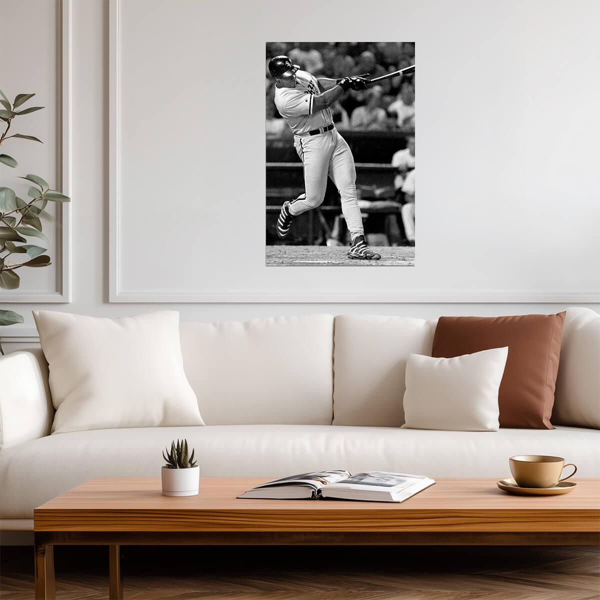 Frank Thomas Chicago White Sox | Hitting Action B&W | Baseball Legend Poster - Sports Poster