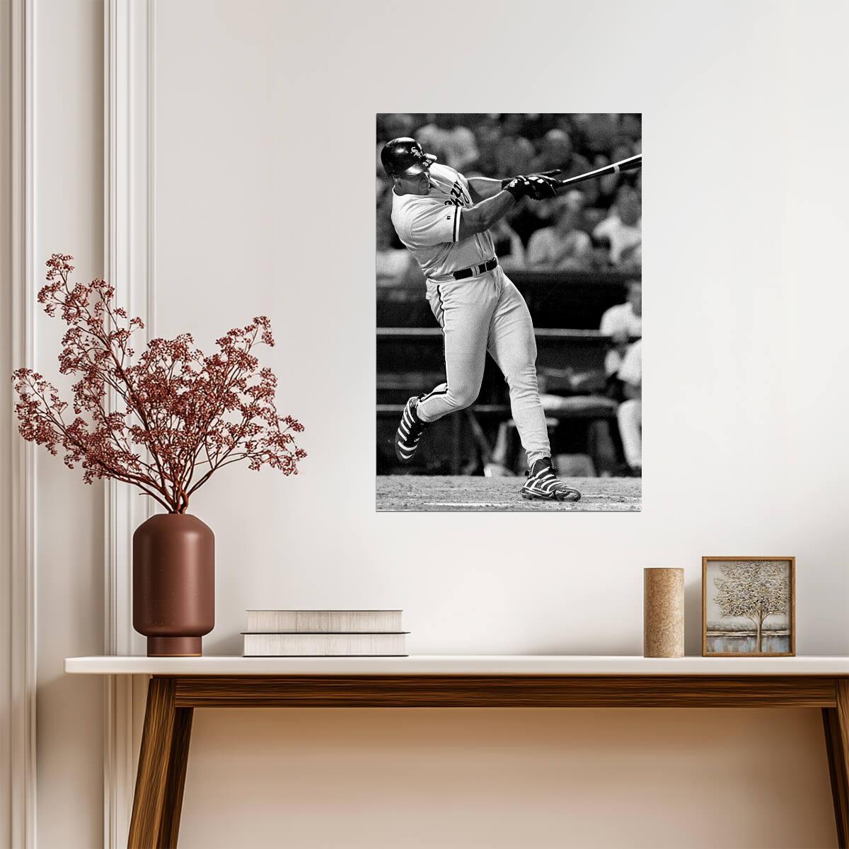 Frank Thomas Chicago White Sox | Hitting Action B&W | Baseball Legend Poster - Sports Poster