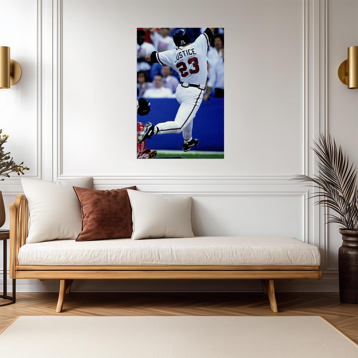 David Justice Atlanta Braves | Home Run Swing | Vintage Baseball Poster - Sports Poster