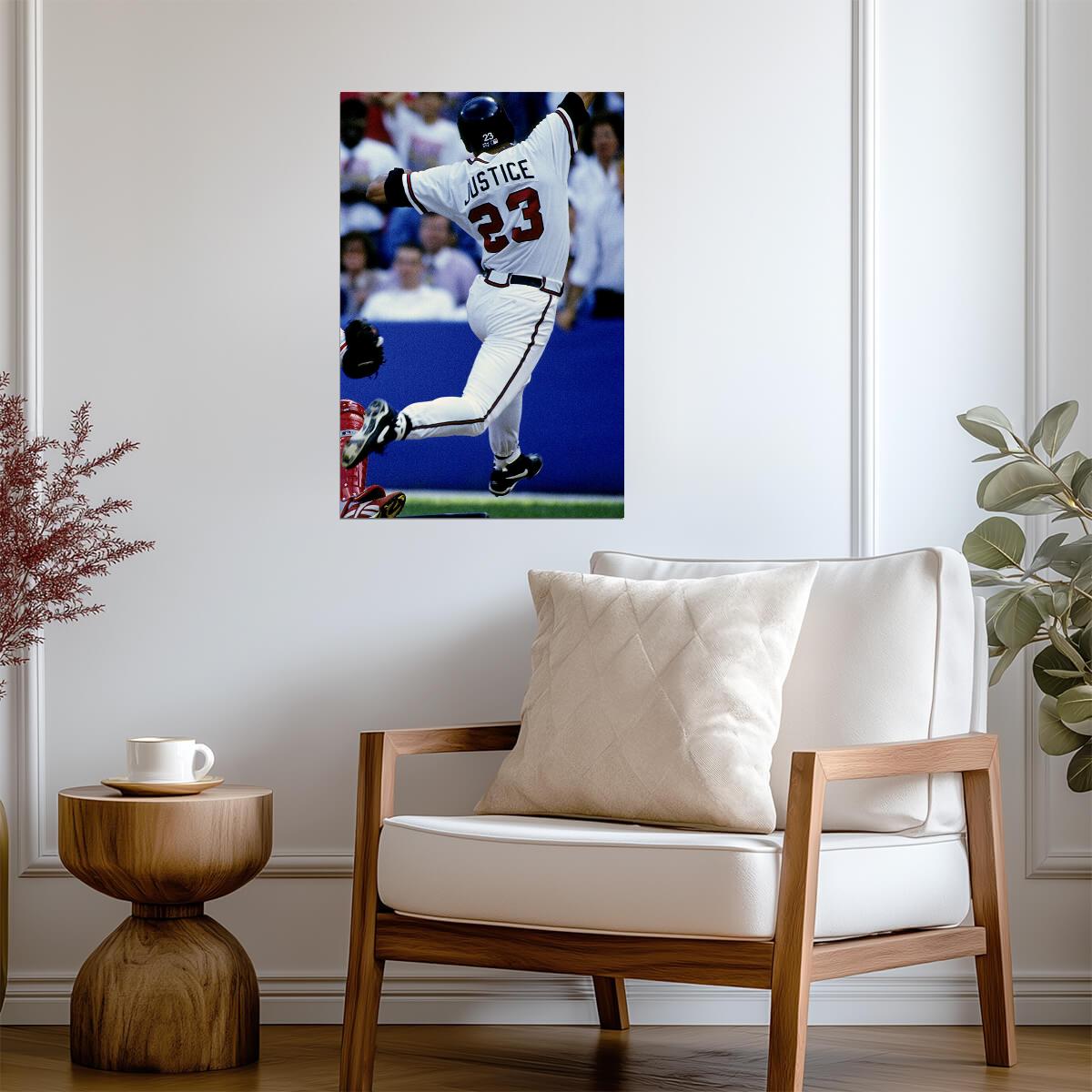 David Justice Atlanta Braves | Home Run Swing | Vintage Baseball Poster - Sports Poster