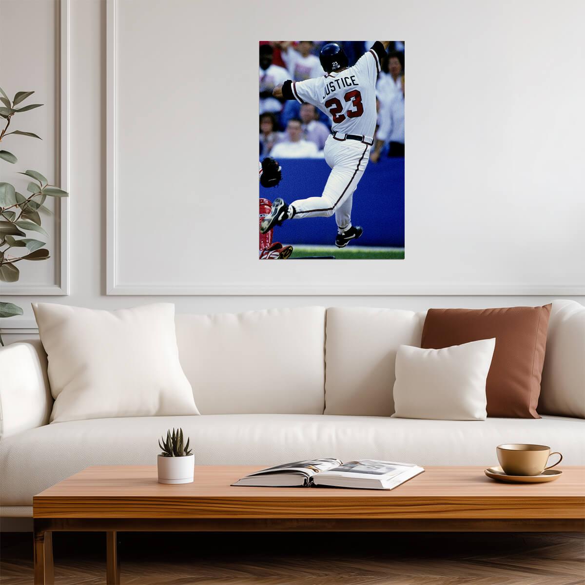 David Justice Atlanta Braves | Home Run Swing | Vintage Baseball Poster - Sports Poster