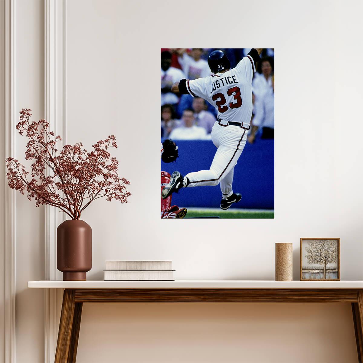 David Justice Atlanta Braves | Home Run Swing | Vintage Baseball Poster - Sports Poster