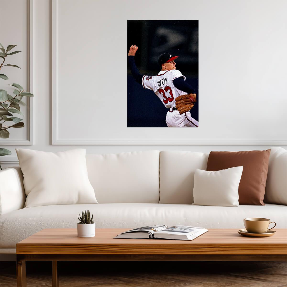 Steve Avery Atlanta Braves | Pitching Motion | Vintage Baseball Poster - Sports Poster