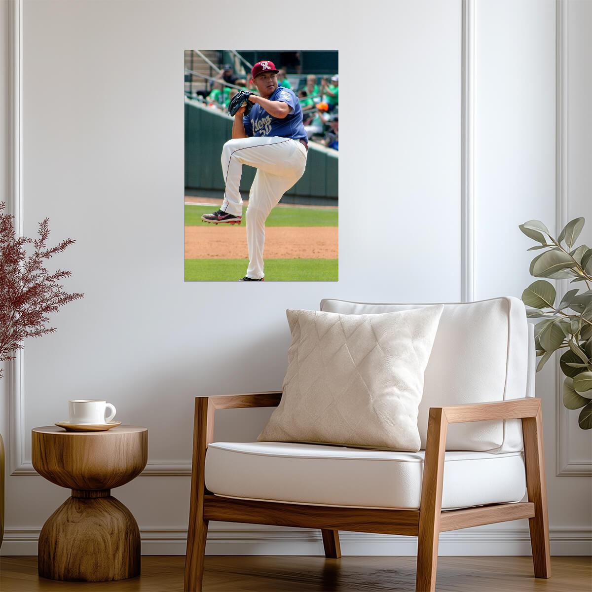 Luis F. Ortiz Texas Rangers | Pitching Stance | Baseball Prospect Poster - Sports Poster