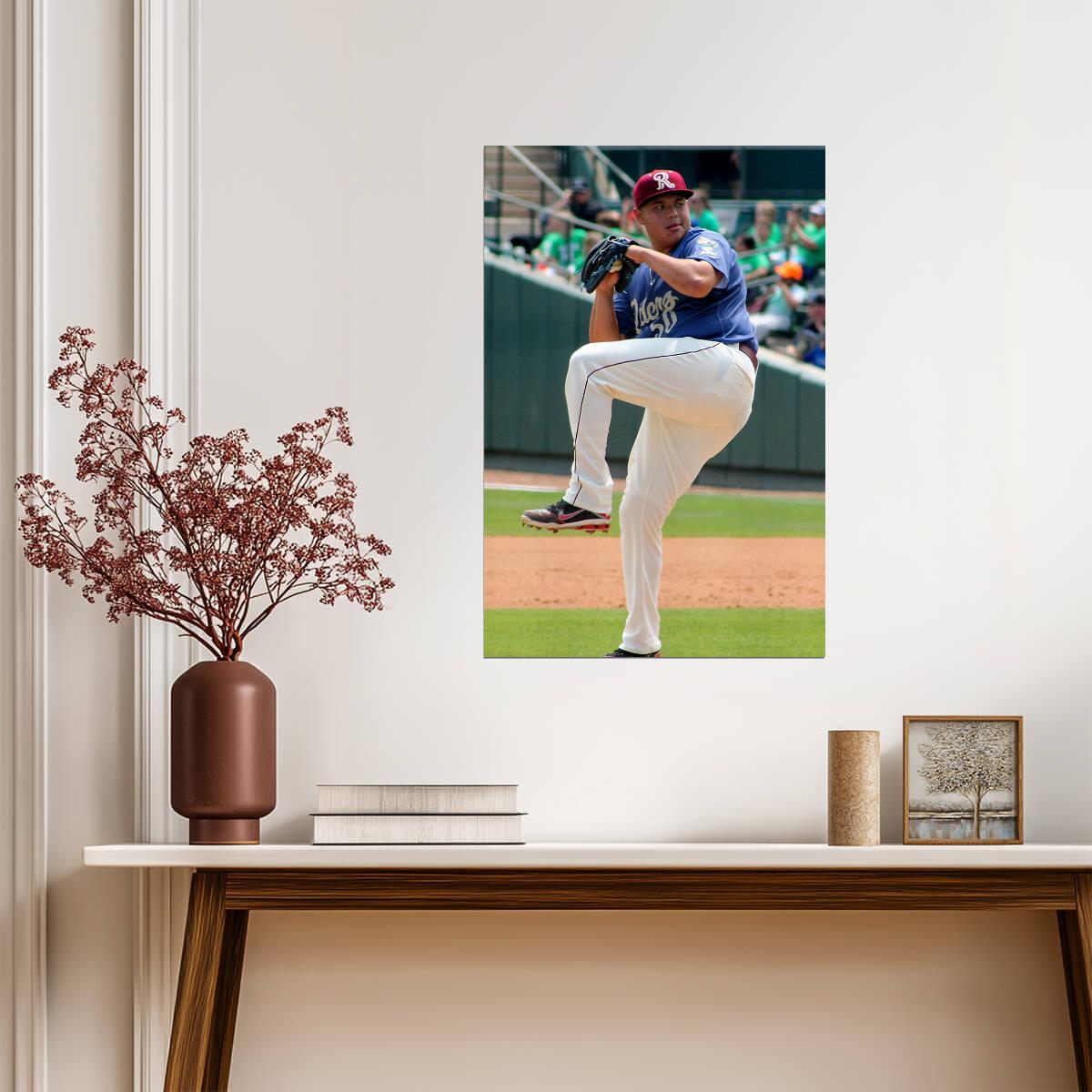 Luis F. Ortiz Texas Rangers | Pitching Stance | Baseball Prospect Poster - Sports Poster