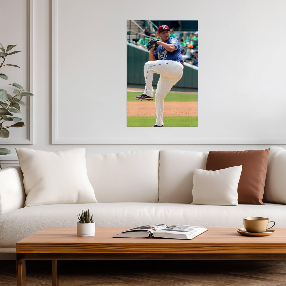 Luis F. Ortiz Texas Rangers | Pitching Stance | Baseball Prospect Poster - Sports Poster