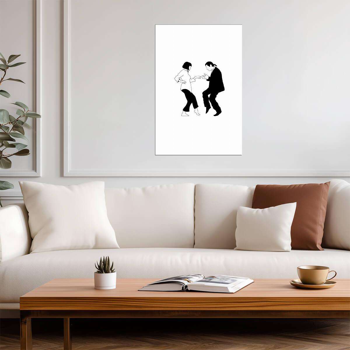 Pulp Fiction | Mia & Vincent Dance Scene | Black and White Minimalist Poster - Movies & TV Poster