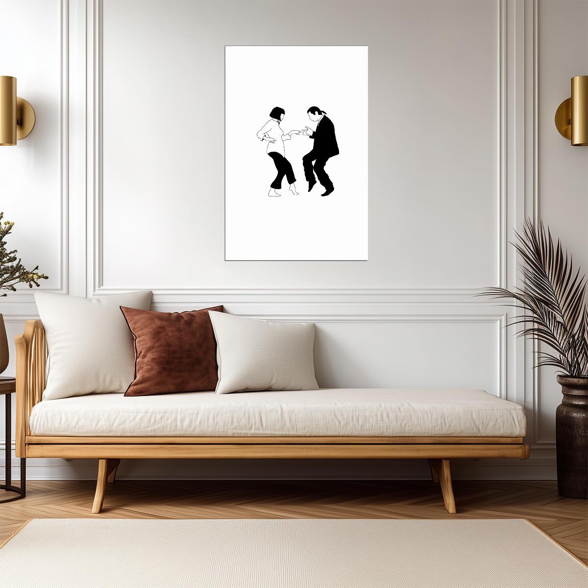 Pulp Fiction | Mia & Vincent Dance Scene | Black and White Minimalist Poster - Movies & TV Poster
