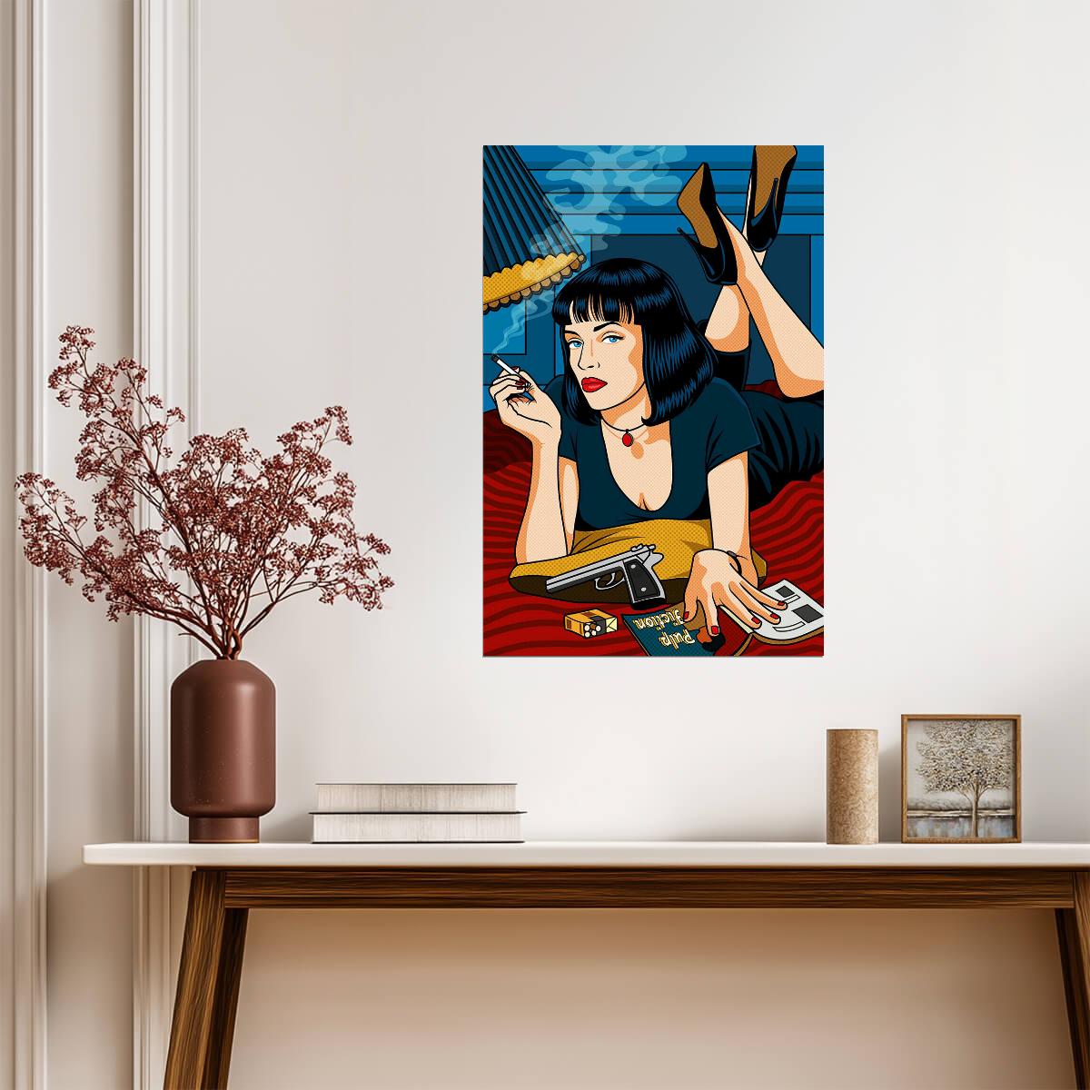 Pulp Fiction | Illustrated Mia Wallace on Bed | Movie Poster - Movies & TV Poster