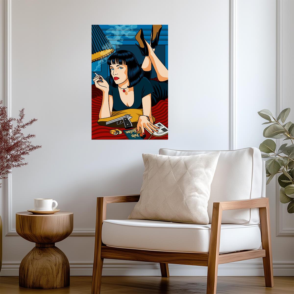 Pulp Fiction | Illustrated Mia Wallace on Bed | Movie Poster - Movies & TV Poster