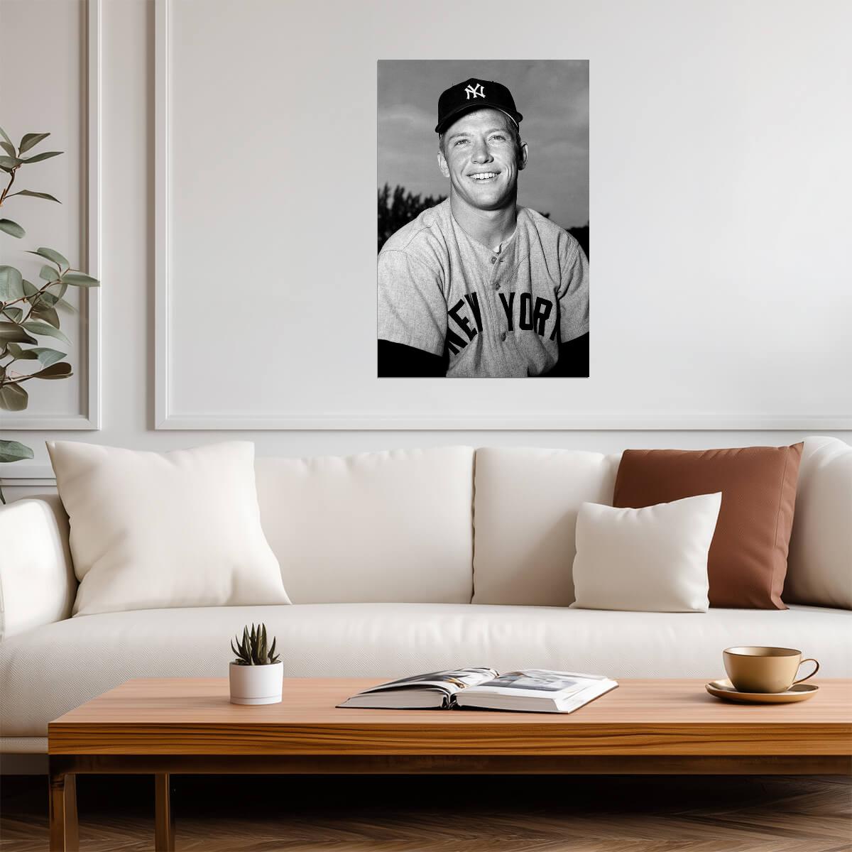 Mickey Mantle Portrait | New York Yankees Legend | Black and White Photo Poster - Vintage & Retro Poster