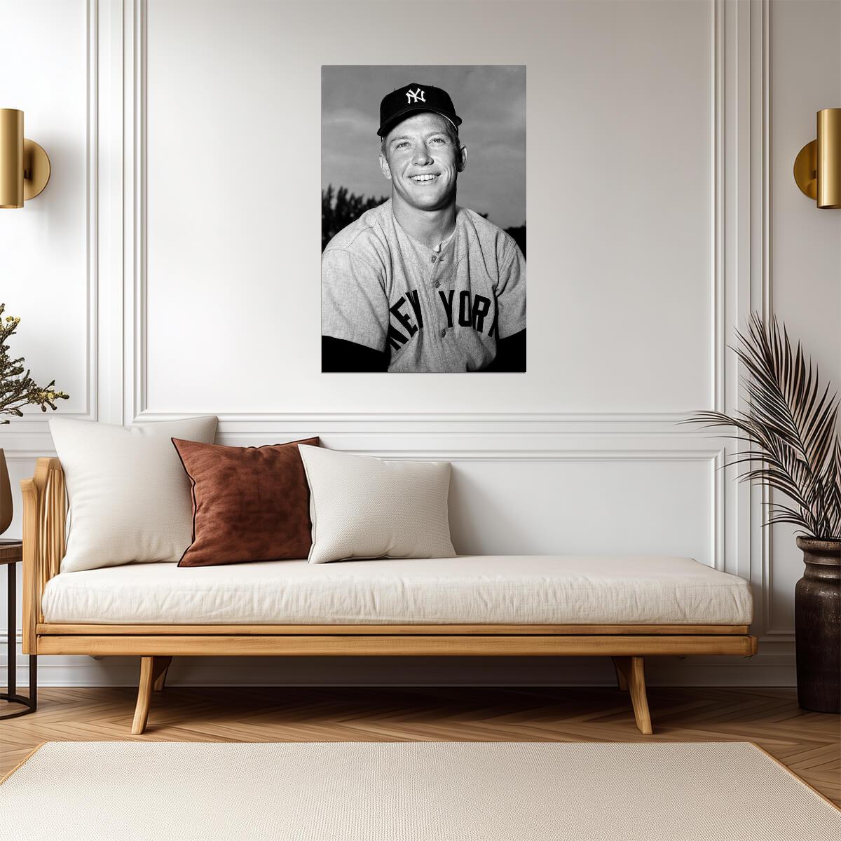 Mickey Mantle Portrait | New York Yankees Legend | Black and White Photo Poster - Vintage & Retro Poster