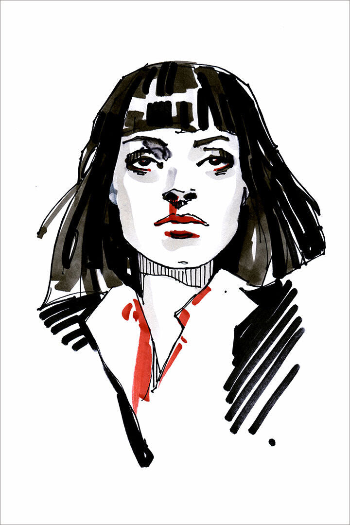 Pulp Fiction | Mia Wallace Overdose Scene Sketch | Black and White Poster - Movies & TV Poster