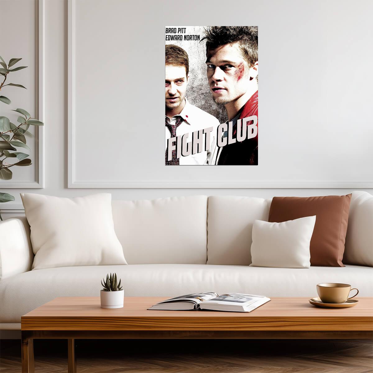 Fight Club | Brad Pitt & Edward Norton Poster | David Fincher Film Art - Movies & TV Poster