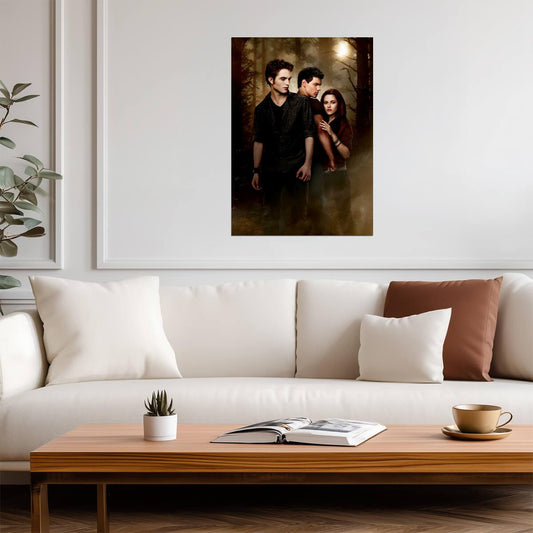 Twilight Saga Edward Bella & Jacob | Movie Poster | Fantasy Romance Film Art - Movies & TV Poster