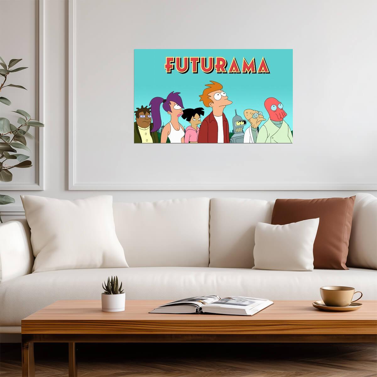 Futurama Main Cast | Animated TV Show Poster | Sci-Fi Comedy Art - Movies & TV Poster