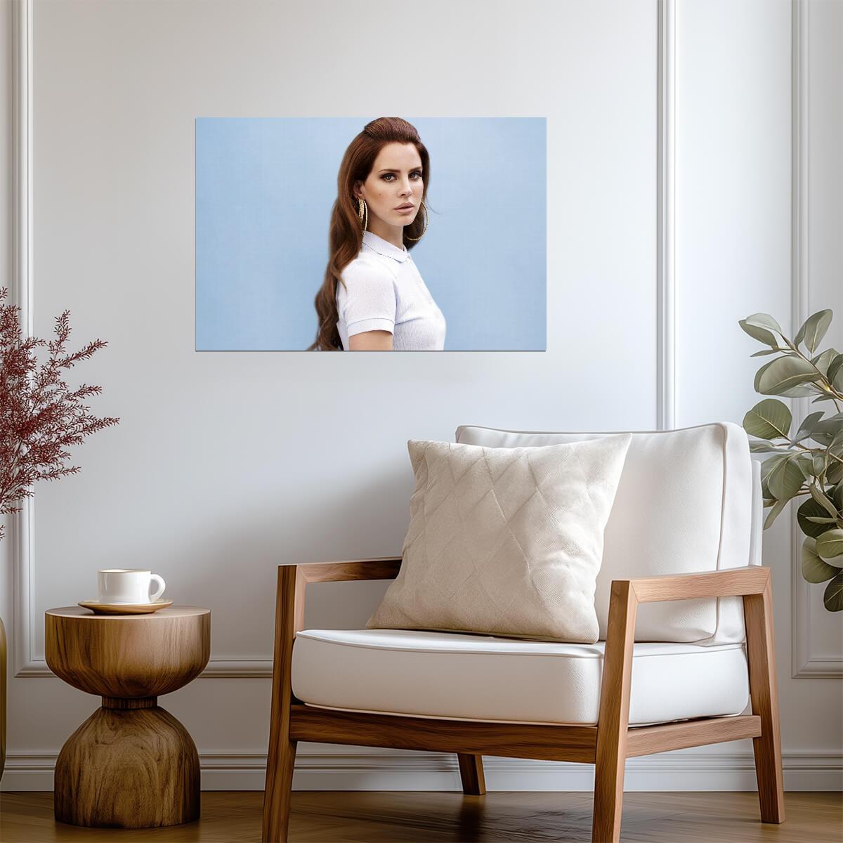 Lana Del Rey | Blue Background Portrait Poster | Music Star Wall Art - Music Poster