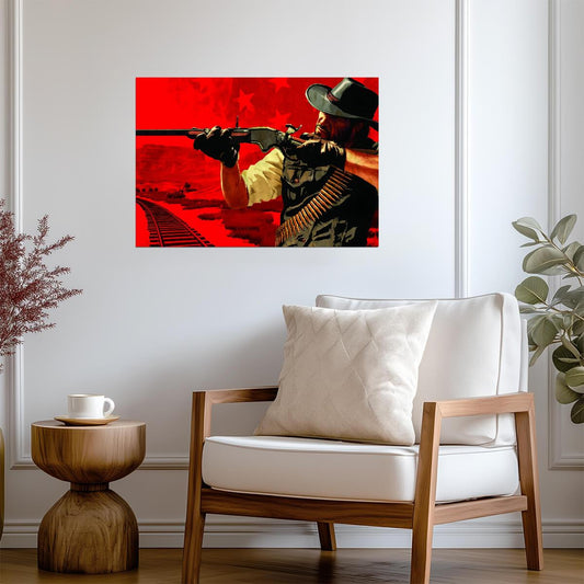 Red Dead Redemption John Marston Aiming Rifle | Western Game Poster | Vintage Gaming Art - Video Games Poster