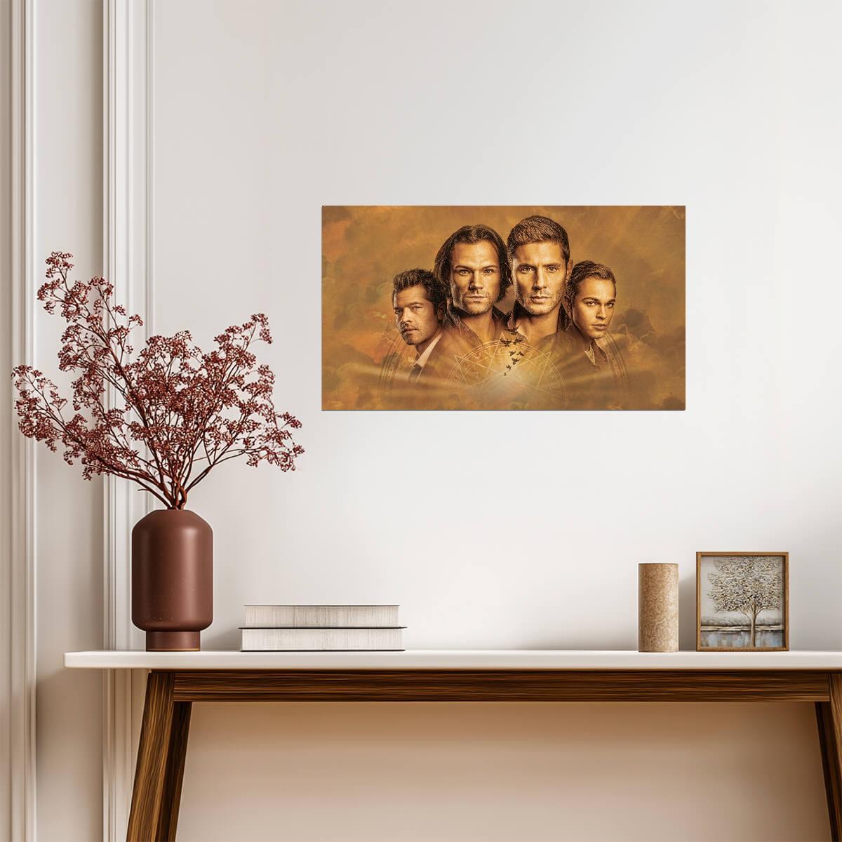 Supernatural Sam Dean Castiel & Jack | Fantasy TV Show Poster | Winchester Brothers Art - Movies & TV Poster