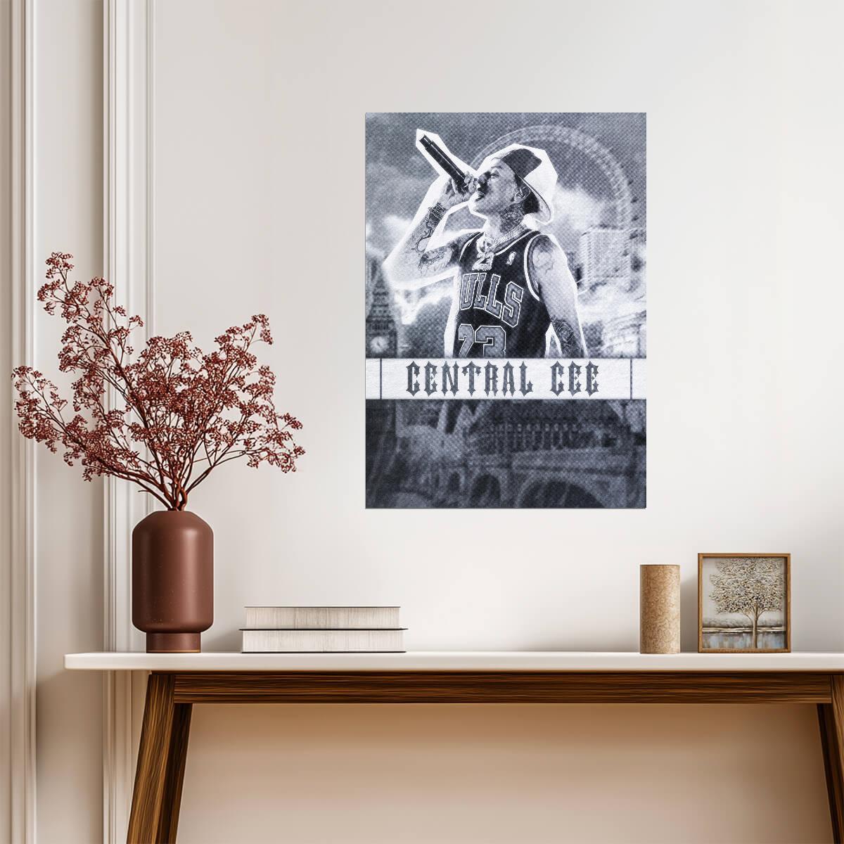 Central Cee Bulls 23 Jersey | Black and White Poster | UK Rap Music Art - Music Poster