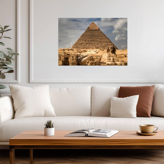 Great Pyramid of Giza and Sphinx | Egypt Travel Poster | Ancient Wonders Wall Art - Photography Poster