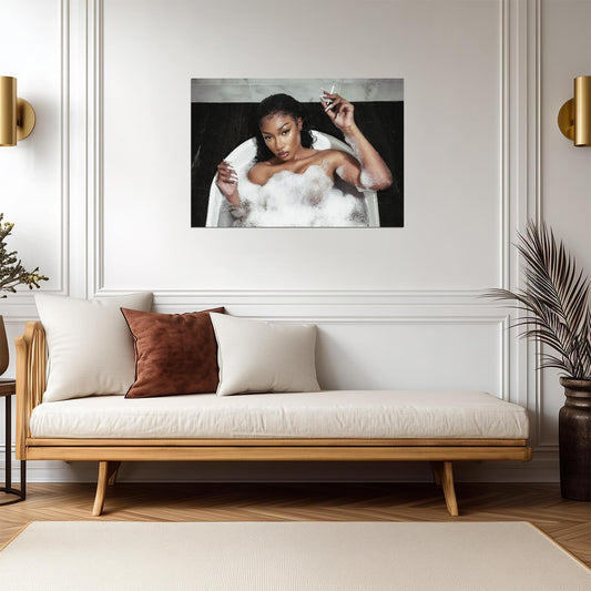 Megan Thee Stallion Plan B | In Bathtub Smoking Poster | Sexy Hip Hop Music Art - Music Poster