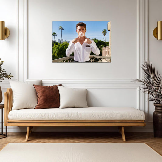 Tom Holland Blowing Bubble Gum | Celebrity Poster | Modern Actor Wall Art - Celebrities Poster