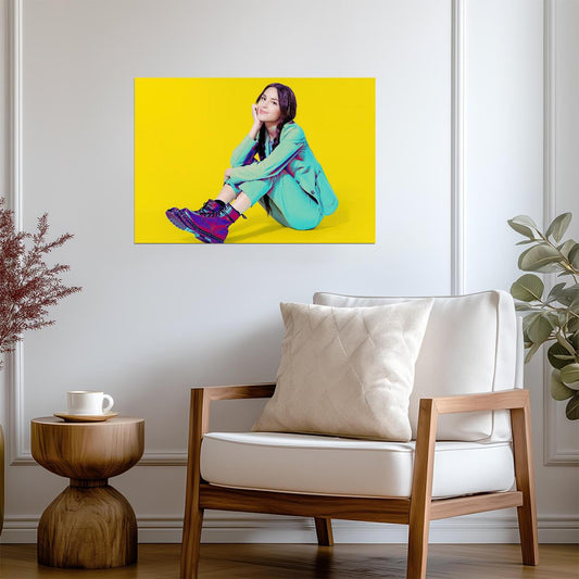 Olivia Rodrigo Yellow Background Photoshoot | Pop Star Poster | Vibrant Music Art - Music Poster