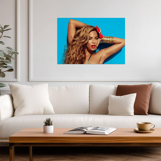 Beyoncé Tropical Photoshoot | Pop Music Star Poster | Vibrant Celebrity Wall Art - Music Poster