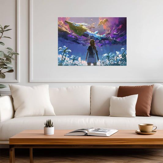 The Legend of Zelda Tears of the Kingdom Link & Light Dragon | Fantasy Game Poster | TOTK Silent Princess Art - Video Games Poster