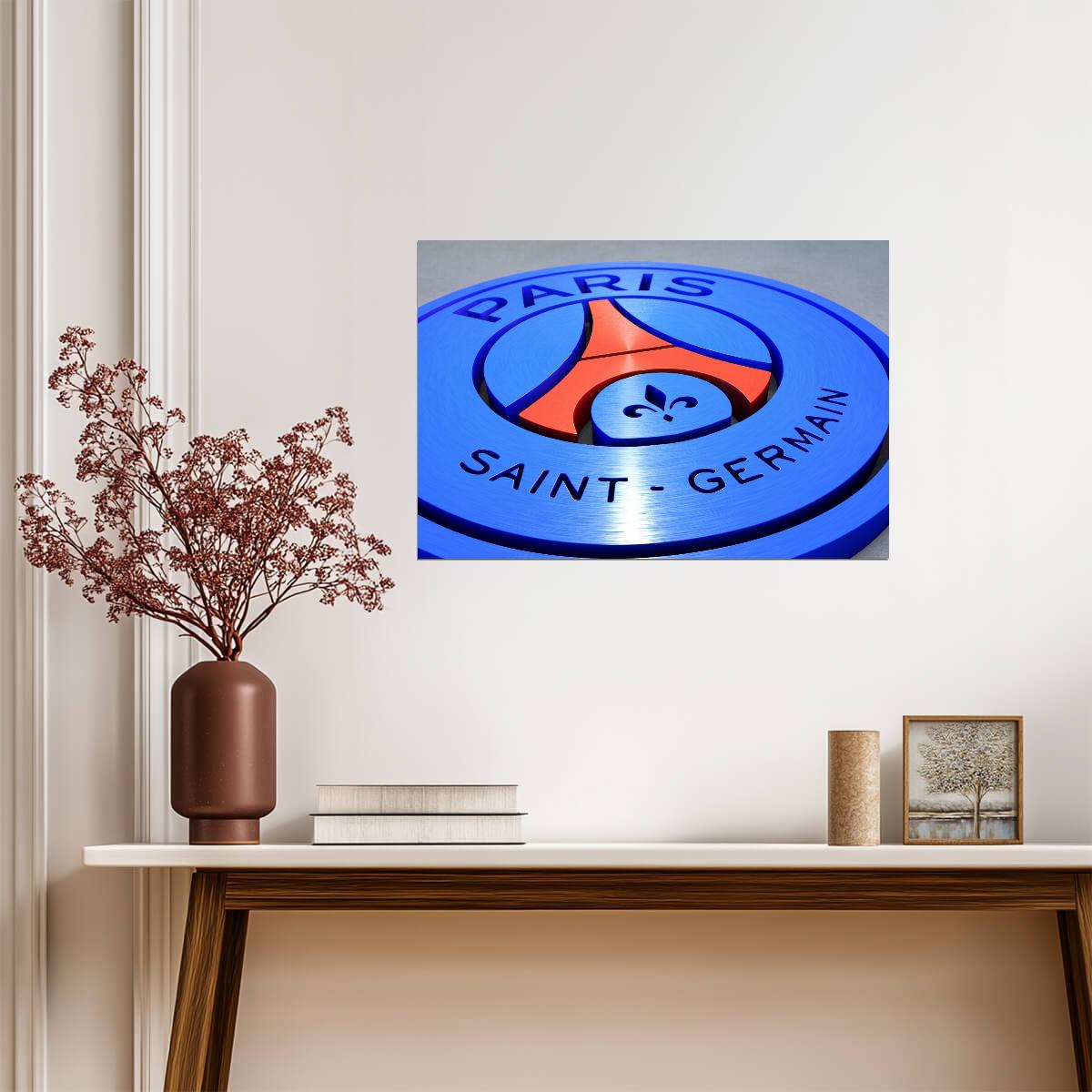 Paris Saint Germain PSG 3D Logo | Soccer Poster | French League Decor - Sports Poster