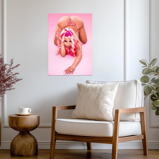 Nicki Minaj Pink Wig Bikini Photoshoot | Music Star Poster | Sexy Celebrity Wall Art - Music Poster
