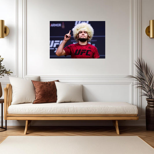 Khabib Nurmagomedov Papakha Hat | UFC Poster | The Eagle Fan Gift - Sports Poster