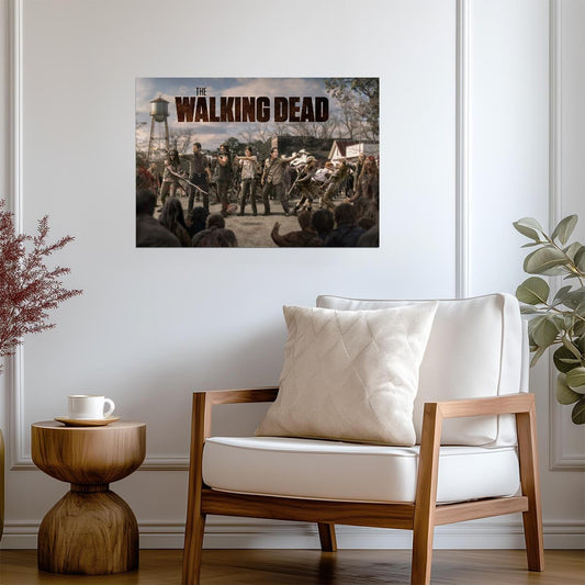The Walking Dead Survivors Fighting Zombie Horde | Action Scene Poster | TV Show Wall Art - Movies & TV Poster