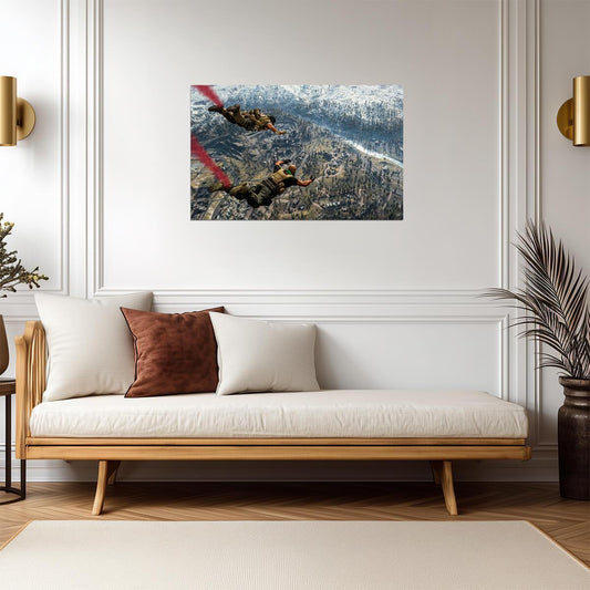 Call of Duty Warzone | Parachuting into Verdansk Poster | Battle Royale Gaming Art - Video Games Poster