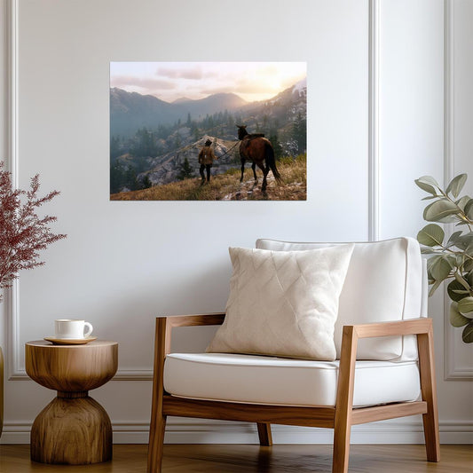 Red Dead Redemption 2 Arthur Morgan | Mountain Landscape Poster | Gamer Gift Wall Art - Video Games Poster