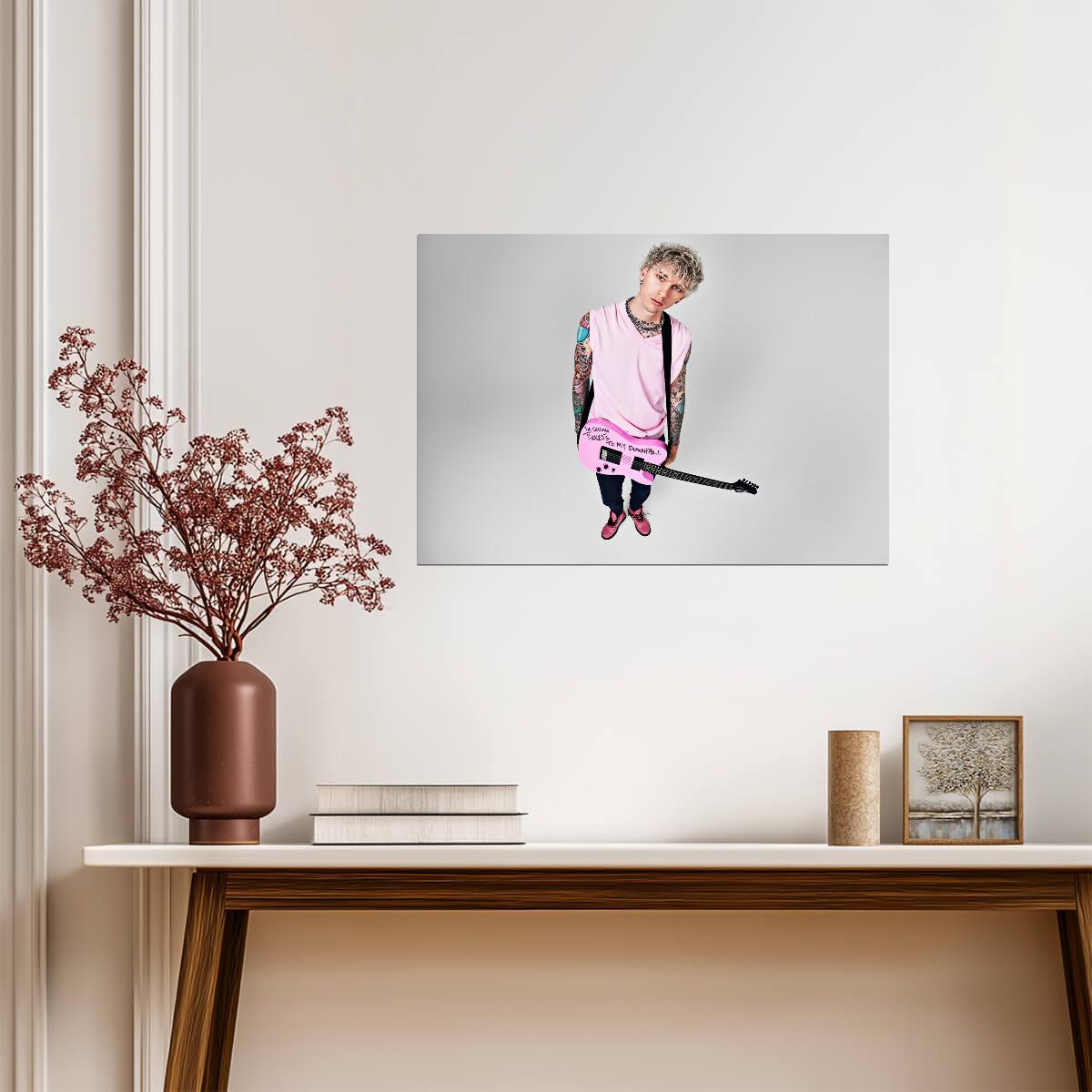 Machine Gun Kelly Tickets to My Downfall | MGK Pink Guitar Photo | Pop Punk Music Poster - Music Poster