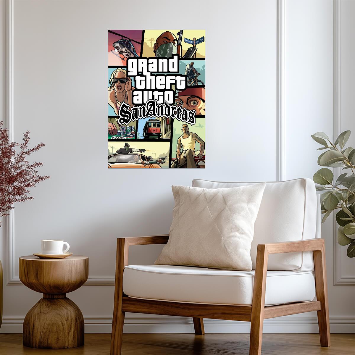Grand Theft Auto San Andreas | Classic Cover Art Poster | Retro GTA Game Decor - Video Games Poster