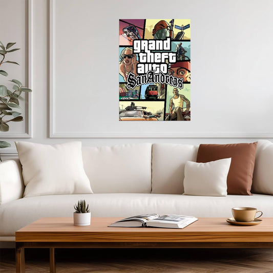 Grand Theft Auto San Andreas | Classic Cover Art Poster | Retro GTA Game Decor - Video Games Poster