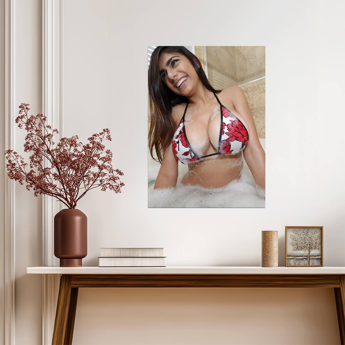 Mia Khalifa in Bubble Bath | Modern Celebrity Print | Sexy Bikini Poster - Celebrities Poster