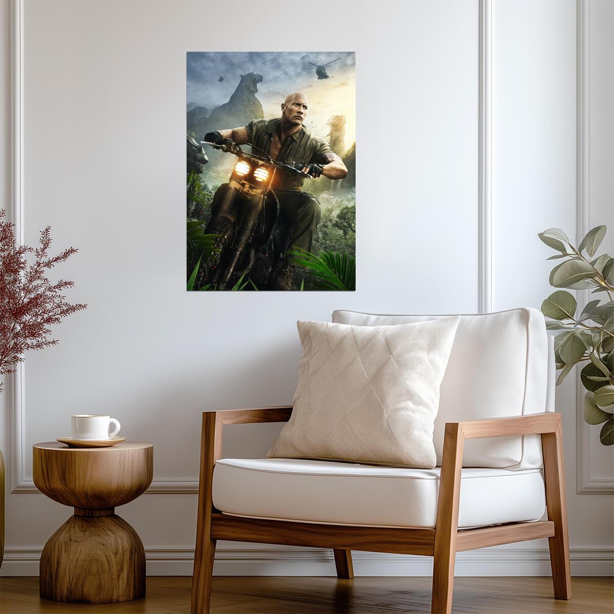 Jumanji Welcome to the Jungle | Dwayne Johnson on Motorcycle | Movie Poster - Movies & TV Poster
