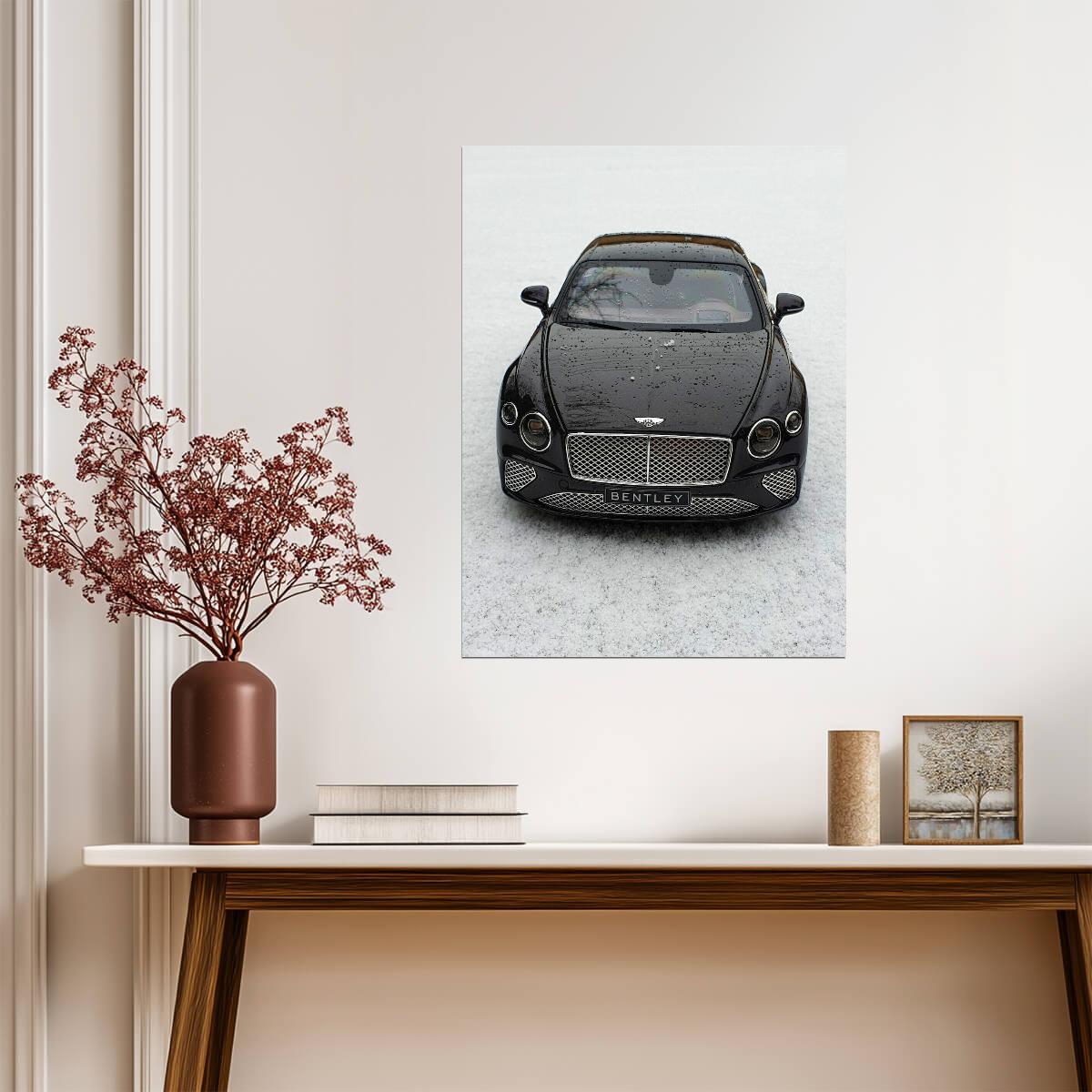 Bentley Continental GT 3rd Gen | Luxury Grand Tourer Poster | Black Coupe in Snow Photography - Cars Poster