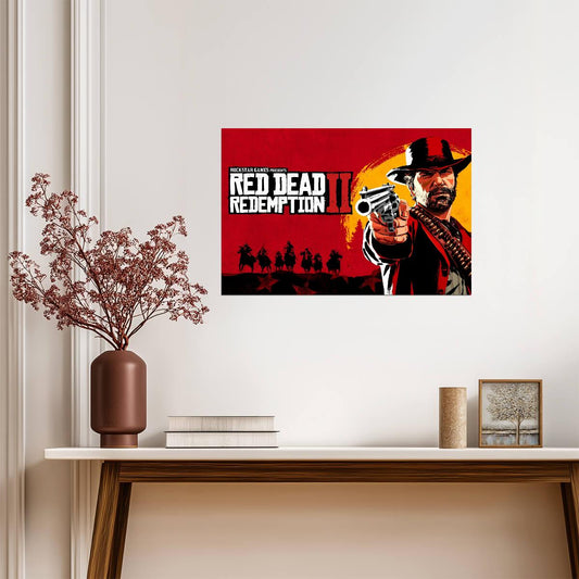 Red Dead Redemption 2 Arthur Morgan Cover Art | Western Video Game Poster | Gaming Room Decor - Video Games Poster