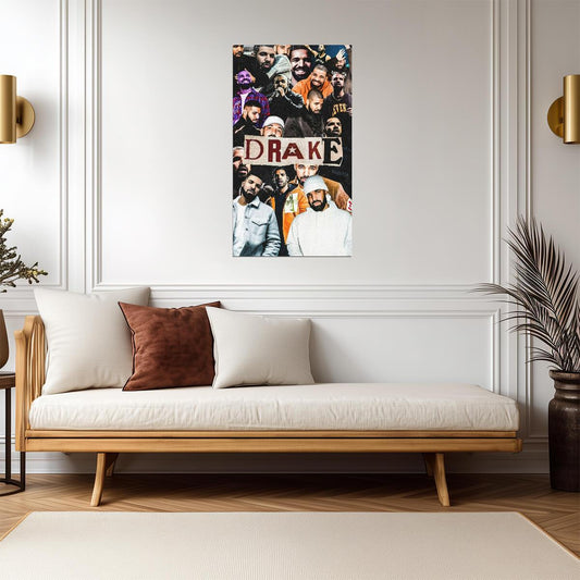 Drake Photo Collage | Hip Hop Legend Poster | Rapper Fan Art Print - Music Poster