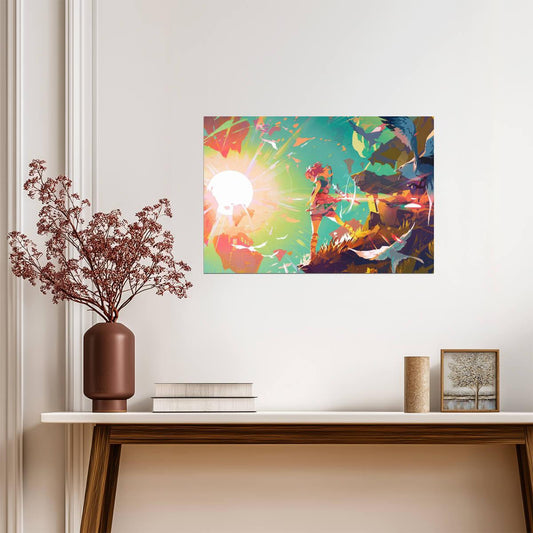 The Legend of Zelda Tears of the Kingdom Link | Abstract Stylized Art Poster | Colorful Nintendo TOTK Decor - Video Games Poster